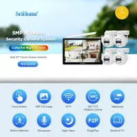 SriHome NVS010-IPC047 (WiFi) SriHome WIFI PTZ 4 x CAMERA Set Surveillance 5MP Wireless Security 2-Way Audio