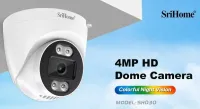 SriHome SH030 4MP HD WiFi 2-Way Audio Night Vision Security IP Camera fisheye 180