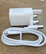 20W Charger Dual USB-C & Type A 4 Mobile Phone UK Mains Plug White C Cable QC PD