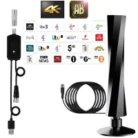 Portable UK Best TV Antenna Indoor Digital 1080P Freeview Aerial Ariel 25DB